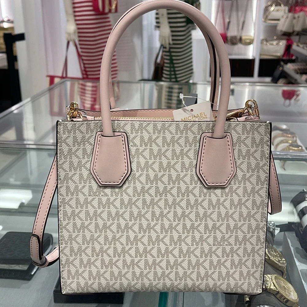 MICHAEL KORS Mercer Medium Signature Logo Accordion Crossbody Messenger Satchel